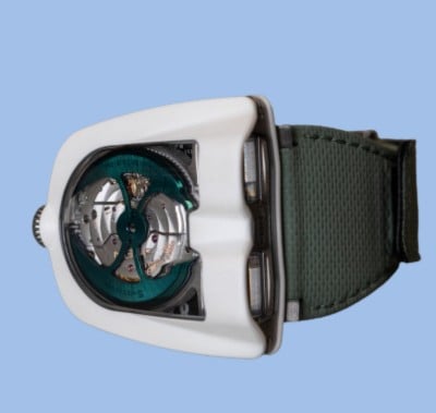 Chic green and blue women watches, focusing on their distinctive styles and colorful accessories.